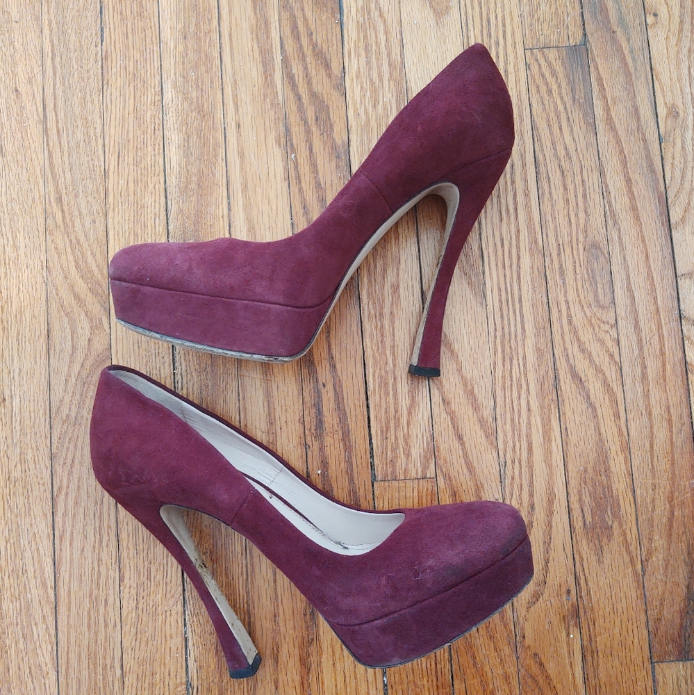 Miu Miu Burgundy Platform Pumps Size: 38.5